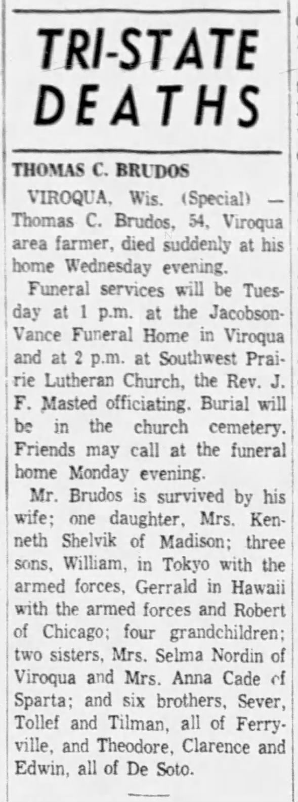 Brudos Thomas C Obit LAx Trib 17 June 1957 p 14